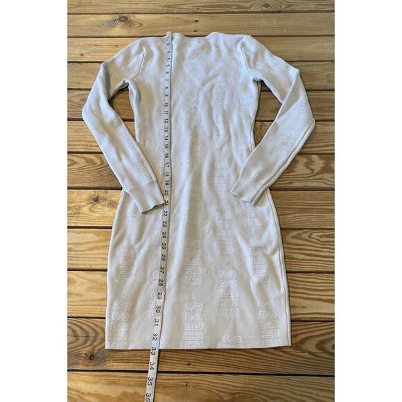 Guess Long Sleeve Logo Sweater Dress Size Small Women’s Ivory - Picture 6 of 8
